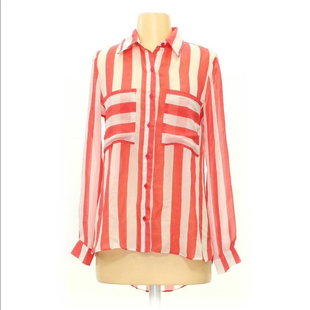 Lime Blue Striped LS Blouse